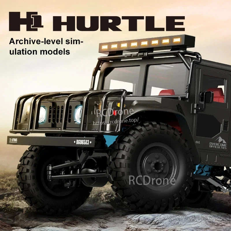 JJRC Q121 RC CAR, HURTLE 1:12 scale 4WD off-road RC car features a metal chassis, LED lights, and archive-level simulation models for realistic performance.