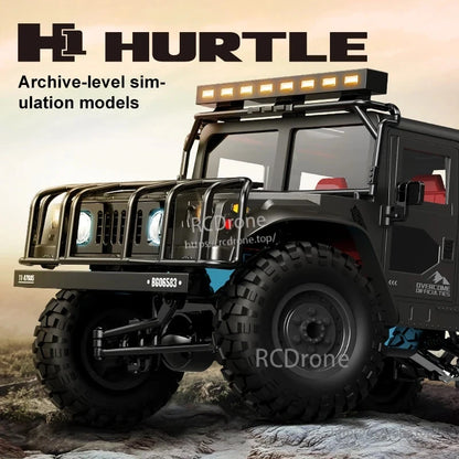 JJRC Q121 RC CAR, HURTLE 1:12 scale 4WD off-road RC car features a metal chassis, LED lights, and archive-level simulation models for realistic performance.