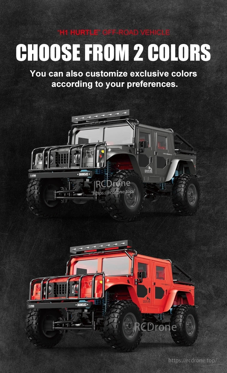 JJRC Q121 RC CAR, H1 HURTLE off-road vehicle, choose from two colors, customizable exclusive colors.
