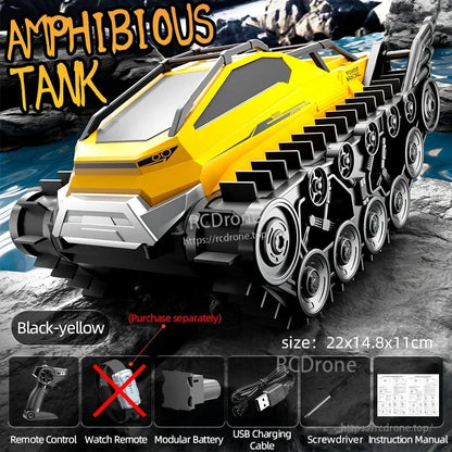 The JJRC Q183 is a remote control car that amphibious, has a range of 40m and runtime of 15-18 minutes.