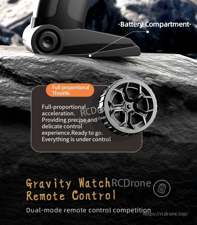 JJRC Q183 RC Car features proportional throttle, battery compartment, and dual-mode remote control. (12 words)