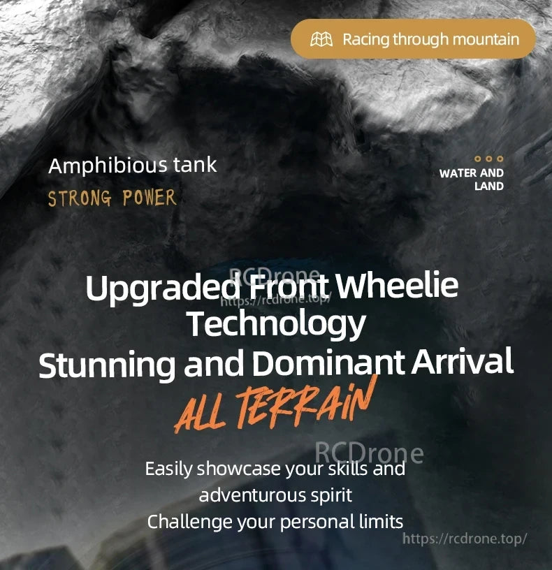 JJRC Q183 RC Car, Amphibious tank features enhanced front wheelie technology, all-terrain performance, and powerful propulsion for seamless land and water adventures.