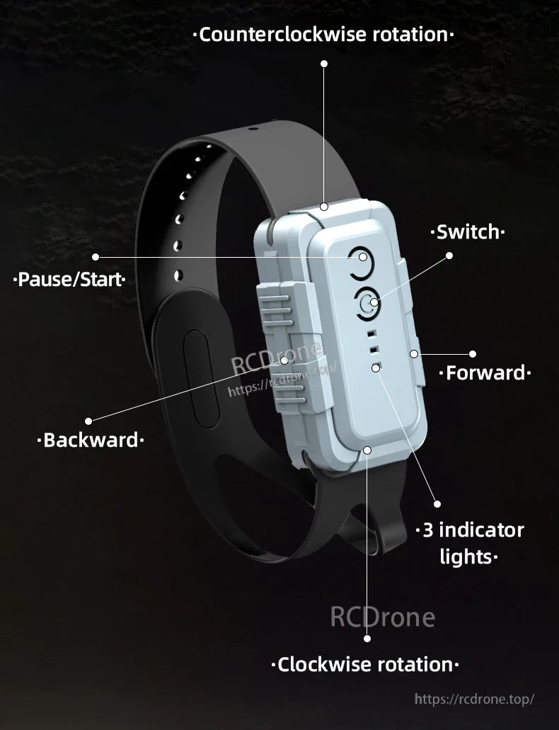 JJRC Q183 RC Car, RC car controller with pause, forward, backward, and rotation controls.