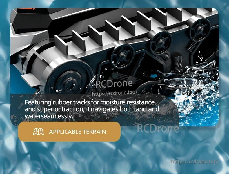 JJRC Q183 RC Car, Rubber tracks enable land and water navigation with superior traction.