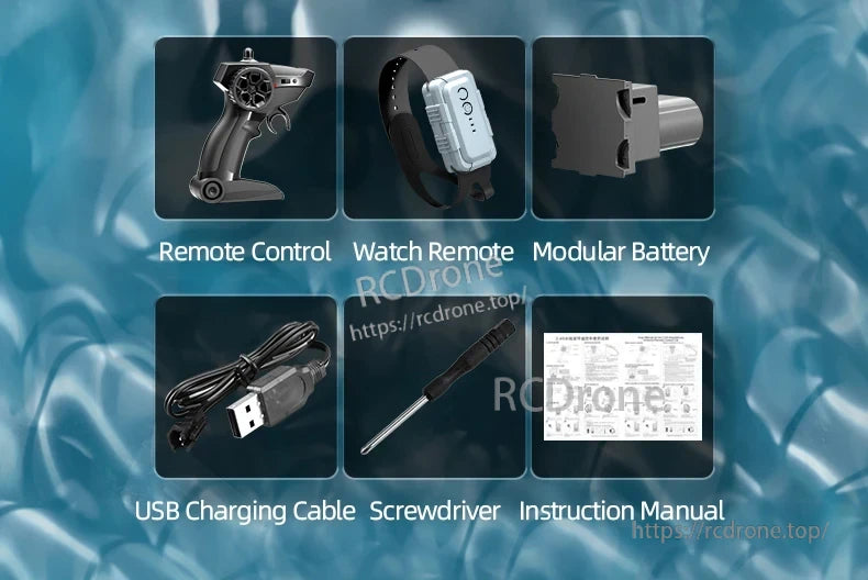 JJRC Q183 RC Car, Remote Control, Watch Remote, Modular Battery, USB Cable, Screwdriver, Instruction Manual