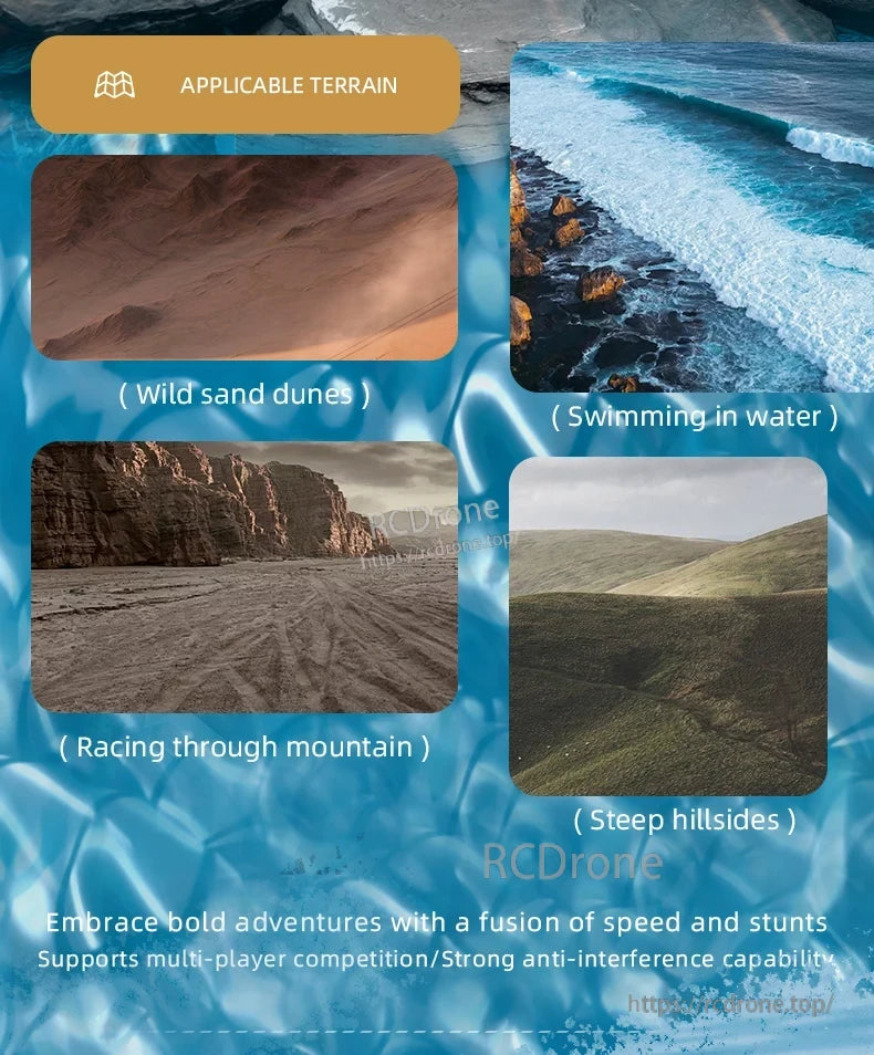 JJRC Q183 RC Car, Ideal for sand dunes, water, mountains, and hillsides; supports multiplayer competition with strong anti-interference capabilities.