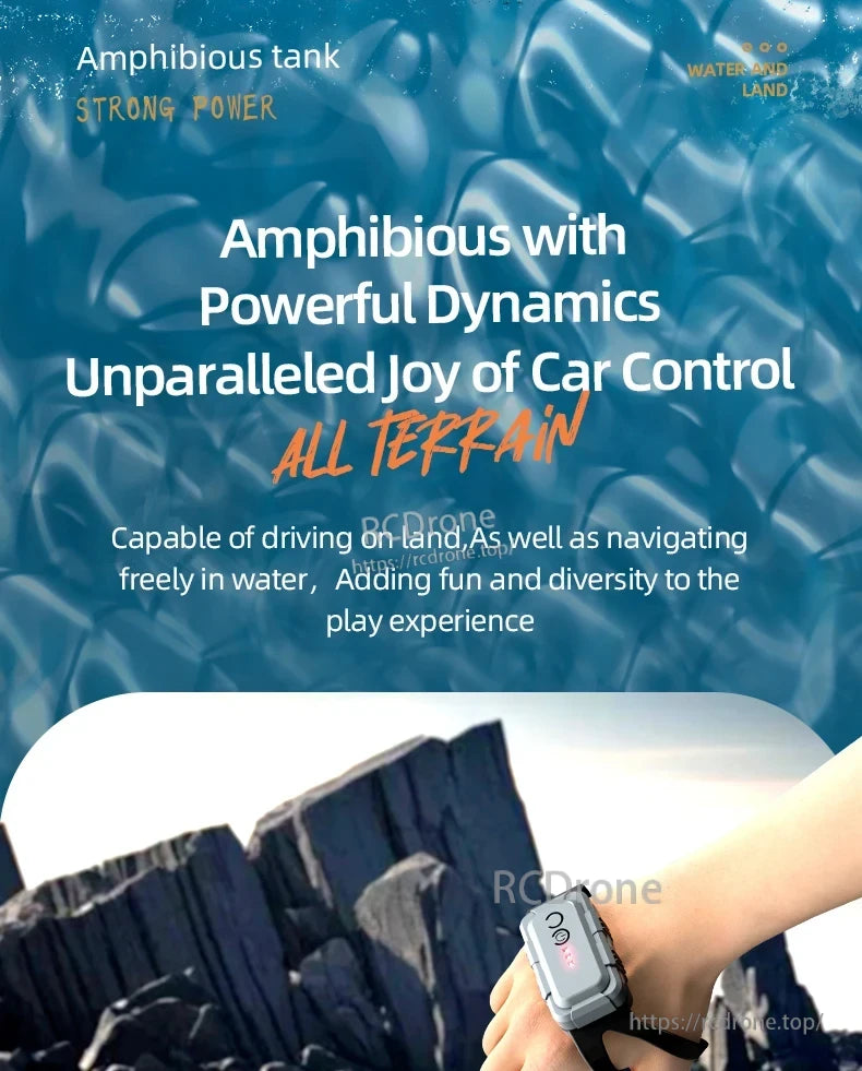 JJRC Q183 RC Car, Amphibious tank with strong power for land and water, offering dynamic all-terrain control and enhanced play experience.