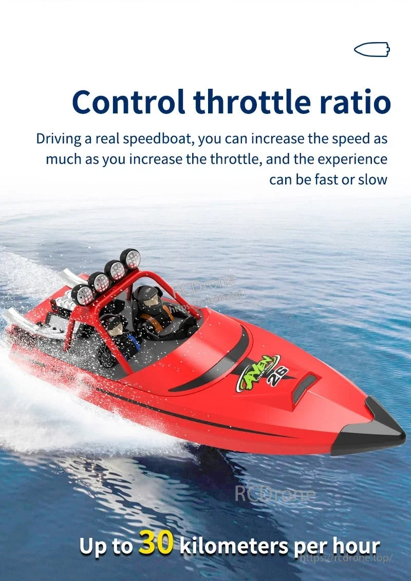 JJRC TY725 RC Boat, RC boat with adjustable throttle, reaches up to 30 km/h.