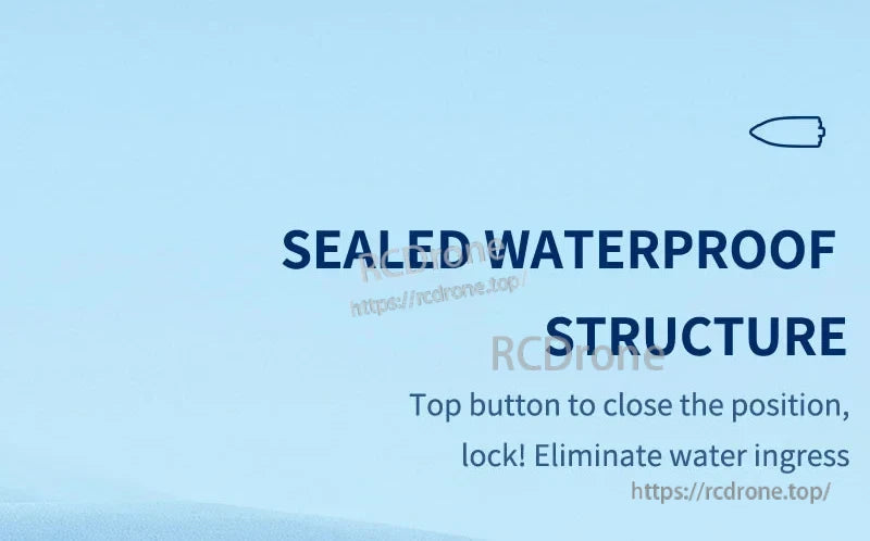 JJRC TY725 RC Boat, Sealed waterproof structure. Top button closes and locks, preventing water ingress.