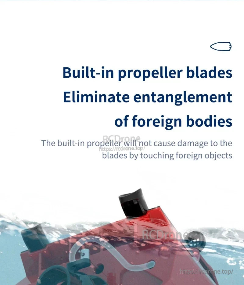 JJRC TY725 RC Boat, Built-in propeller blades prevent foreign object entanglement