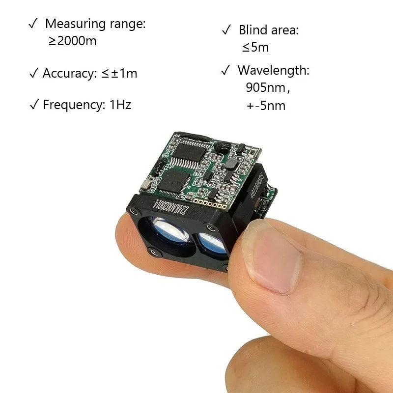 JRT D09C Laser Distance Sensor, The device measures up to 22 meters with an accuracy of ±0.2mm and operates at 905nm wavelength and 10.5MHz frequency.