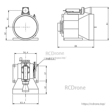 JRT Laser Distance Sensor, JRT ETYS-12KX laser sensor: 12km range, 1535nm, Class 1, ±2m accuracy, RS422/TTL, 9V–15V, compact design with full dimensions.