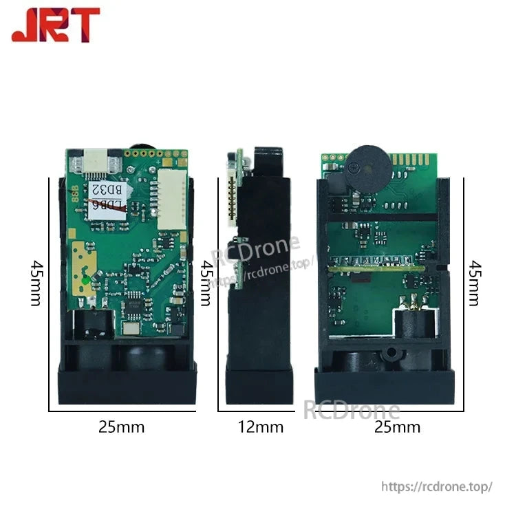 JRT M88B 40m Laser Distance Sensor, JRT M88B laser sensor: 40m range, 1mm accuracy, 3.3V, TTL/CMOS, USB, Class II, 620–690nm, compact 45x25x12mm design.
