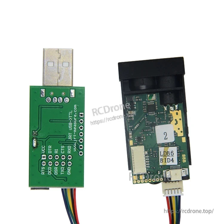JRT M88B 40m Laser Distance Sensor, The device has a measuring range of 0.03-40m, ±1mm accuracy, and 1mm resolution, with USB and TTL/CMOS connectivity.
