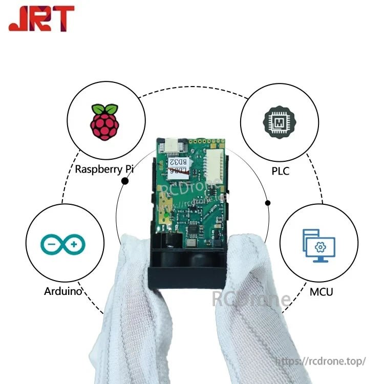 JRT MB2A 60m Modbus RTU Laser Distance Sensor, The module operates from DC 2.5~3.3V, weighs 9g, for stable distance measurement and control with PLC systems.
