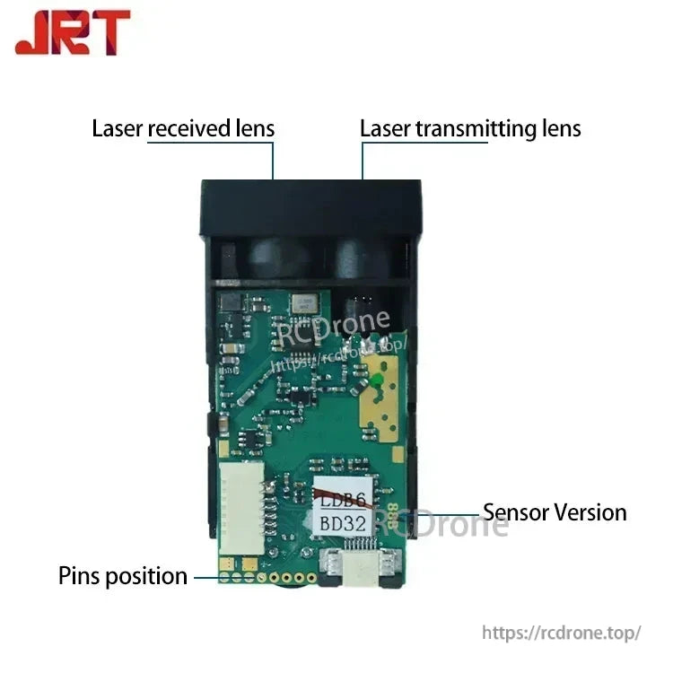 JRT MB2D61 laser sensor measures 50/60m distance with ±1–3mm accuracy and 10Hz refresh rate, ideal for precision drone positioning and mapping applications.