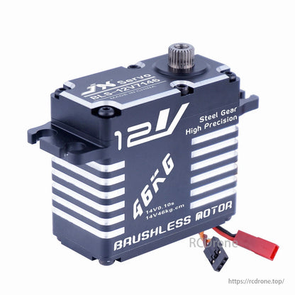 JX Servo BLS-12V7146 - 46KG 12V ترس فولاذي عالي الدقة كامل هيكل الألومنيوم باستخدام الحاسب الآلي بدون فرش رقمي