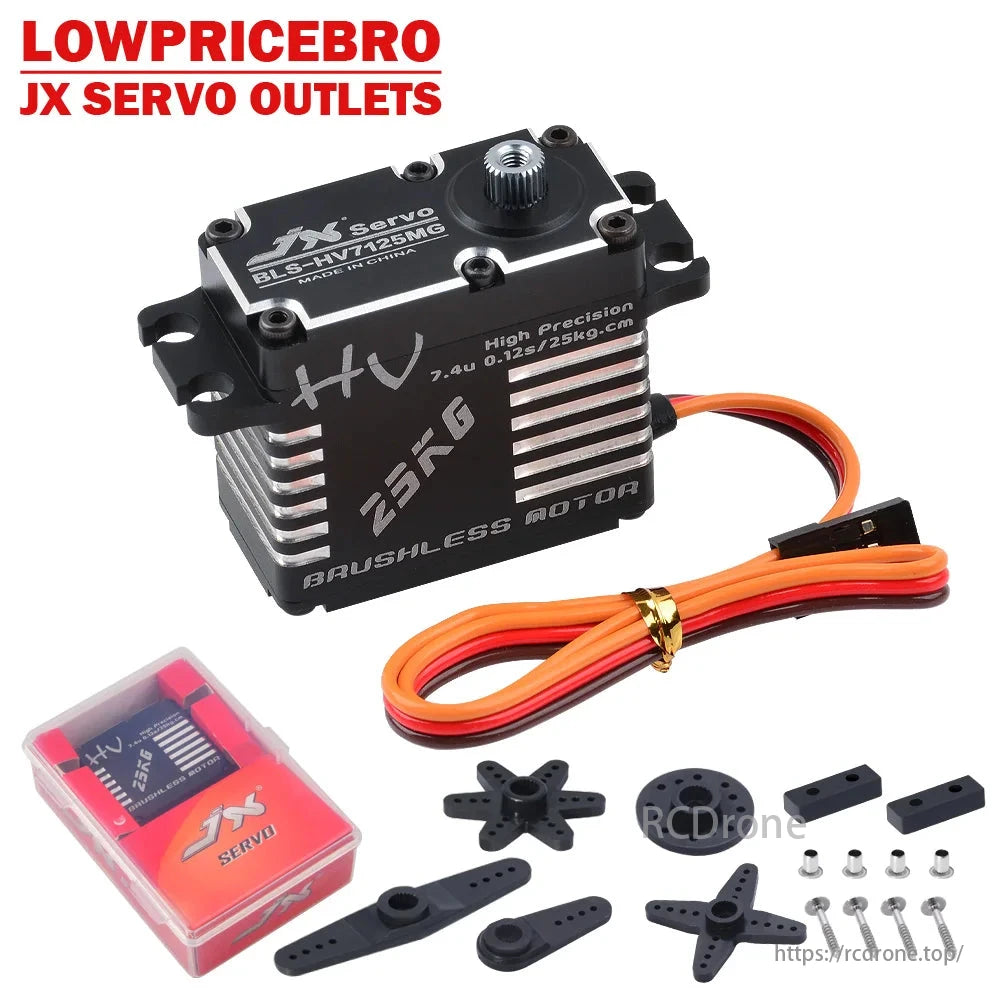 JX 서보 BLS-HV7125MG - RC 자동차용 7.4V 25KG 브러시리스 고정밀 스틸 기어 풀 CNC 디지털 서보