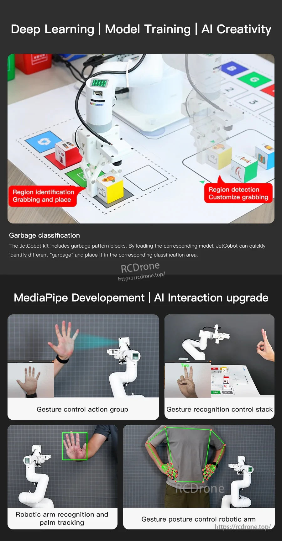 Deep learning and MediaPipe feature panel: model training, region detection grabbing, gesture recognition control