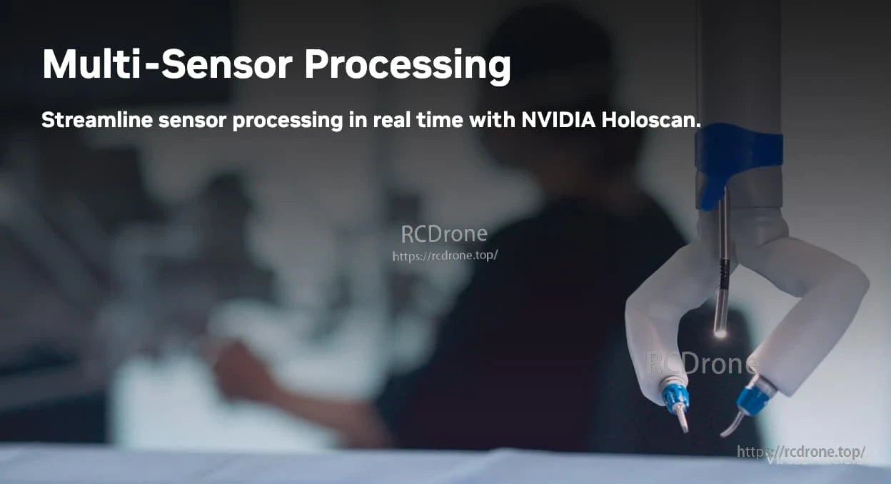 Jetson AGX Thor Developer Kit, NVIDIA Holoscan enables real-time, streamlined multi-sensor processing for efficient data integration and analysis.