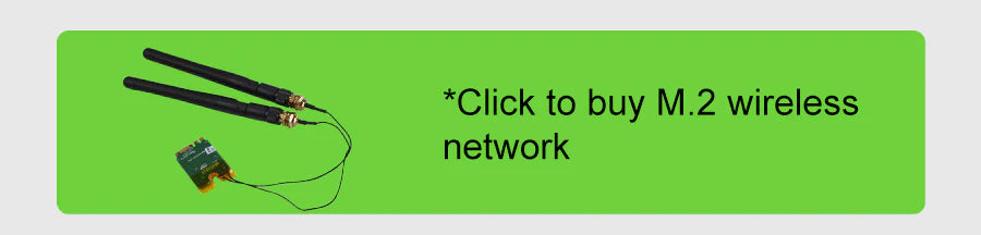 Optional M.2 wireless network antenna accessory banner (not included with acrylic case)