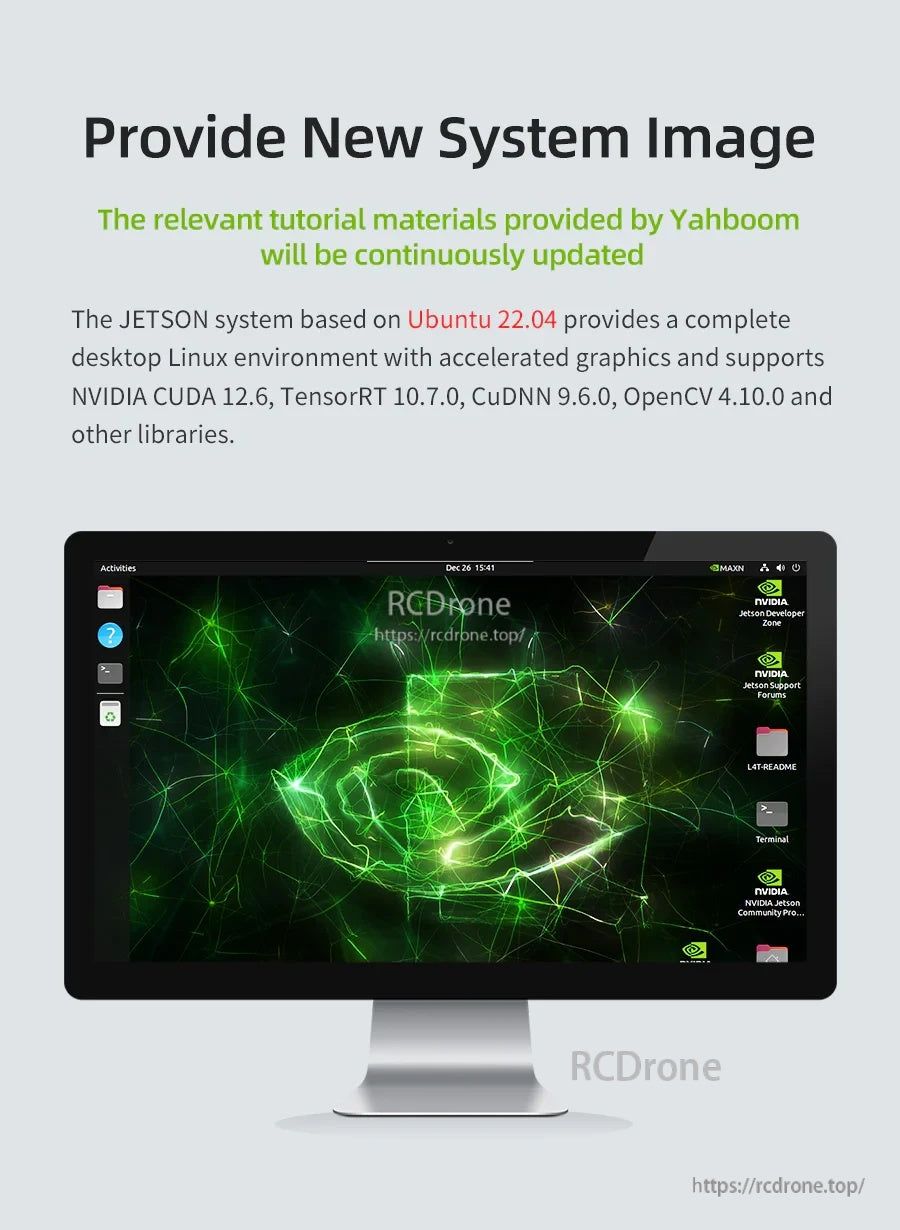 Jetson system image info listing Ubuntu 22.04 with CUDA 12.6, TensorRT 10.7, cuDNN 9.6.0 and OpenCV 4.10.0