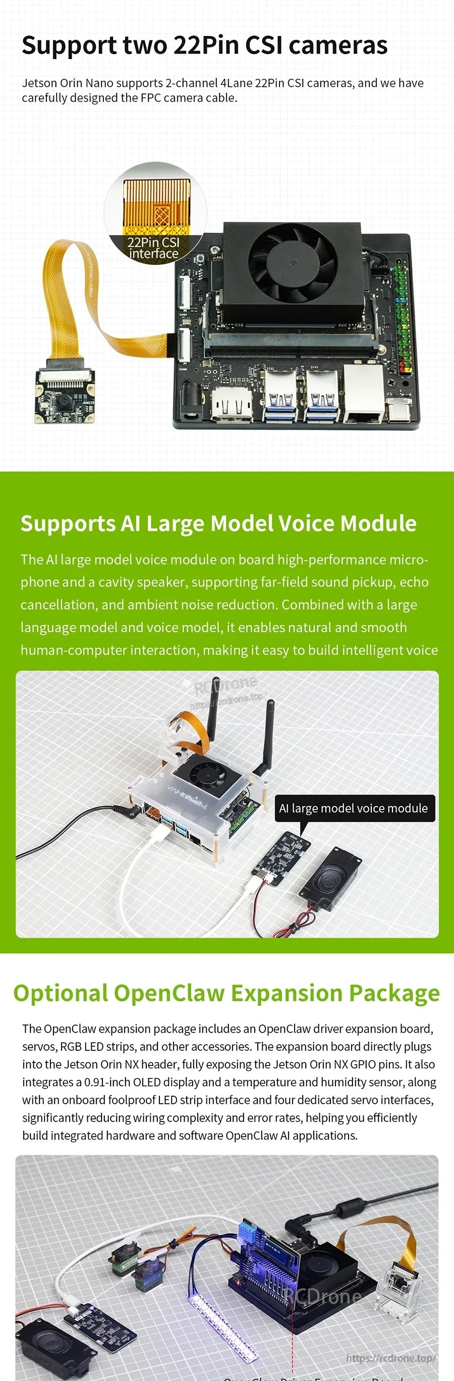 Yahboom Jetson Orin NX developer kit with cooling fan, carrier board ports, and dual 22-pin CSI camera support