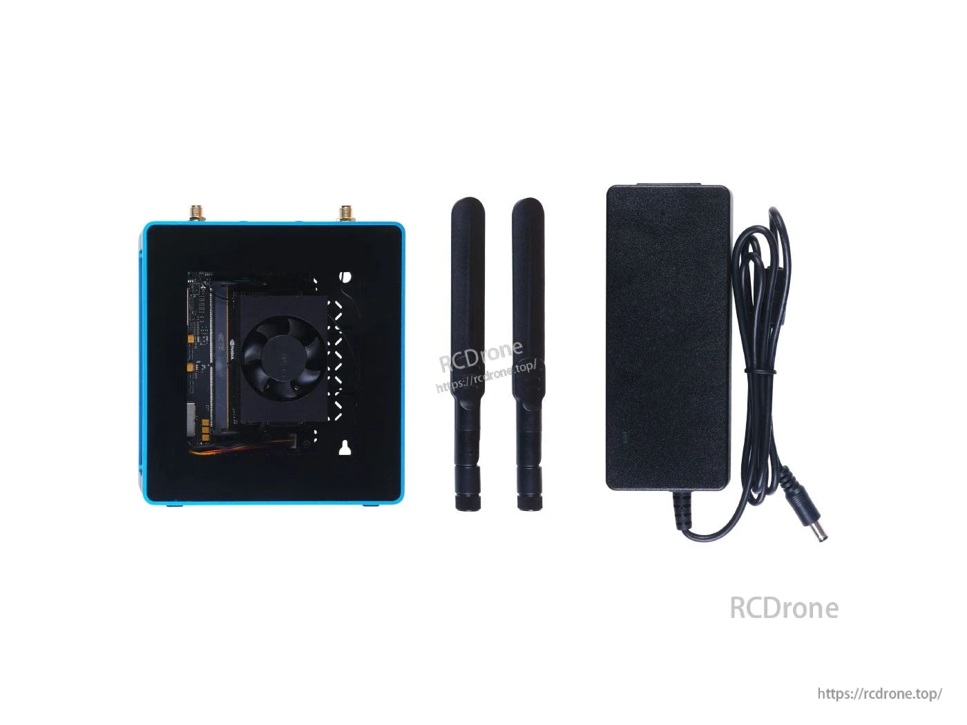 Compact Jetson SUB Mini PC with Xavier NX, 128GB SSD, dual-band WiFi, cooling fan, and durable aluminum casing for high-performance computing in a small form factor.