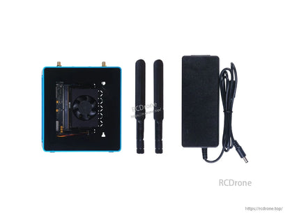 Compact Jetson SUB Mini PC with Xavier NX, 128GB SSD, dual-band WiFi, cooling fan, and durable aluminum casing for high-performance computing in a small form factor.