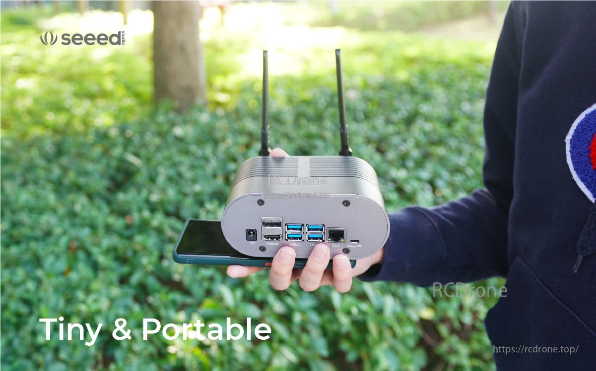 The Jetson SUB Mini PC features a Jetson Xavier NX, 21 TOPS AI, 8GB memory, and 128GB storage.