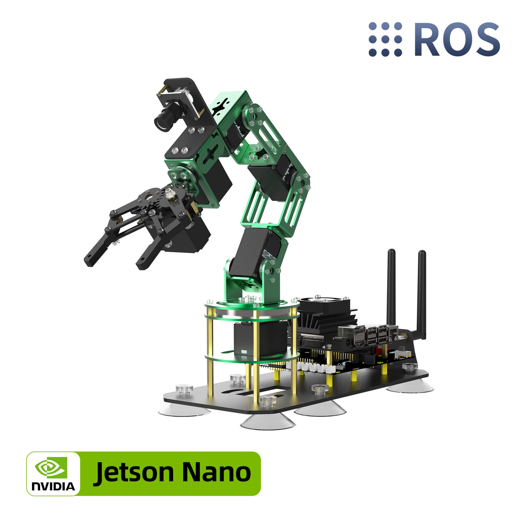 Yahboom entry-level DOFBOT AI Robotic Arm supports NVIDIA Jetson Nano Development Board.