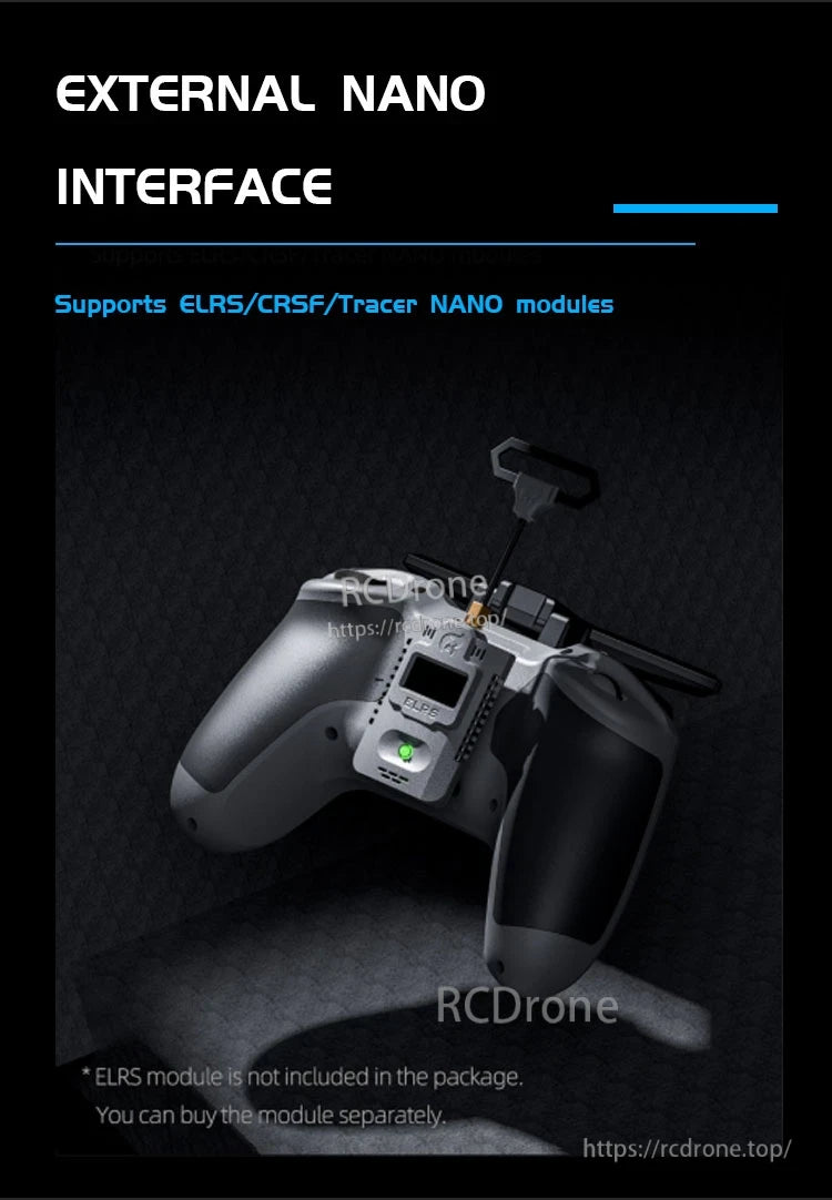Jumper T-Pro S Radio Controller, External Nano Interface supports ELRS/CRSF/Tracer modules; ELRS module sold separately.