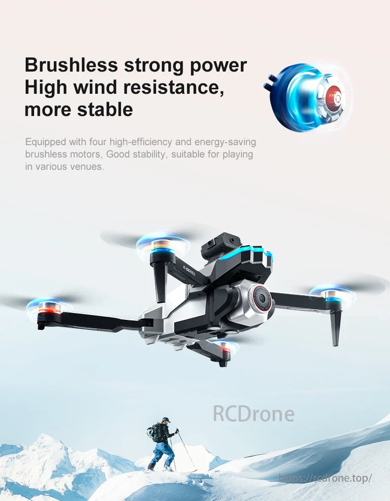 K16 Max Drone, Brushless motors, strong power, high wind resistance, stable flight in various venues.