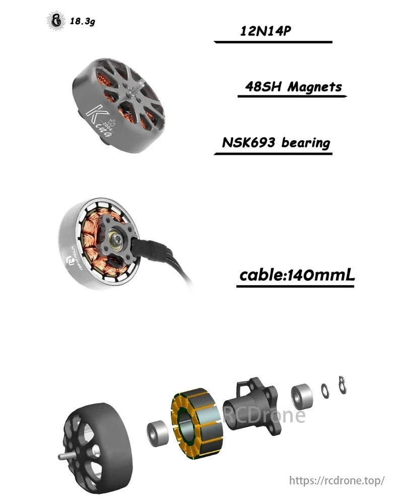 K2004 Brushless Motor features compact design, detailed components, and high-quality materials for optimal performance.