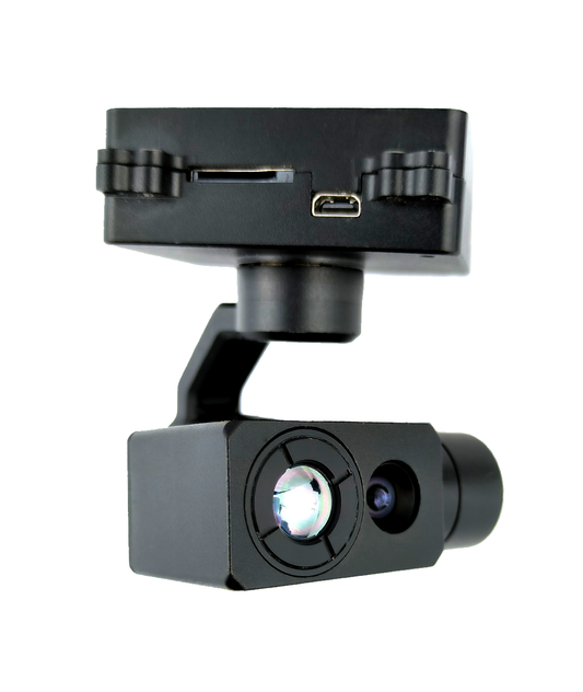 TOPOTEK KHP335G609 Çift Işıklı Drone Gimbal - Sabit Odaklı Görünür Işık Kamerası + 9.1mm 640x512 Termal Görüntüleme, 120g Küçük Gimbal ile, IP /HDMI çıkışı