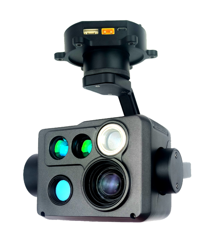TOPOTEK KIT10A Four-Sensor Drone Gimbal - 10x visible light+640x512 IR thermal imaging+1800m laser range finder+Thick beam laser irradiation