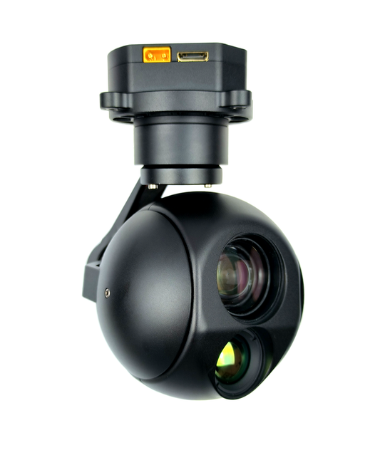 TOPOTEK KHY10G619 Двойной подвес для дрона - 90-кратный смешанный зум, 1080P, камера видимого света + 19-мм тепловизионный подвес 640x512, 3-осевой стабилизированный PTZ-подвес