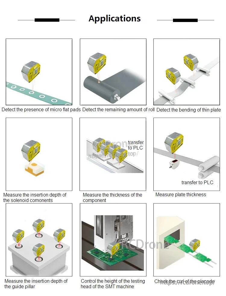 KJT TLS-05C Laser Displacement Sensor detects micro pads, thickness, depth, height, and curl in precision manufacturing applications.