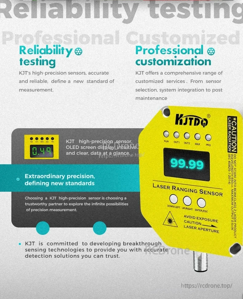 KJT TLS-05C Laser Displacement Sensor, KJT TLS-05C laser sensor offers high precision, OLED display, custom options, and safety labels. Ideal for accurate, reliable sensing applications. (24 words)