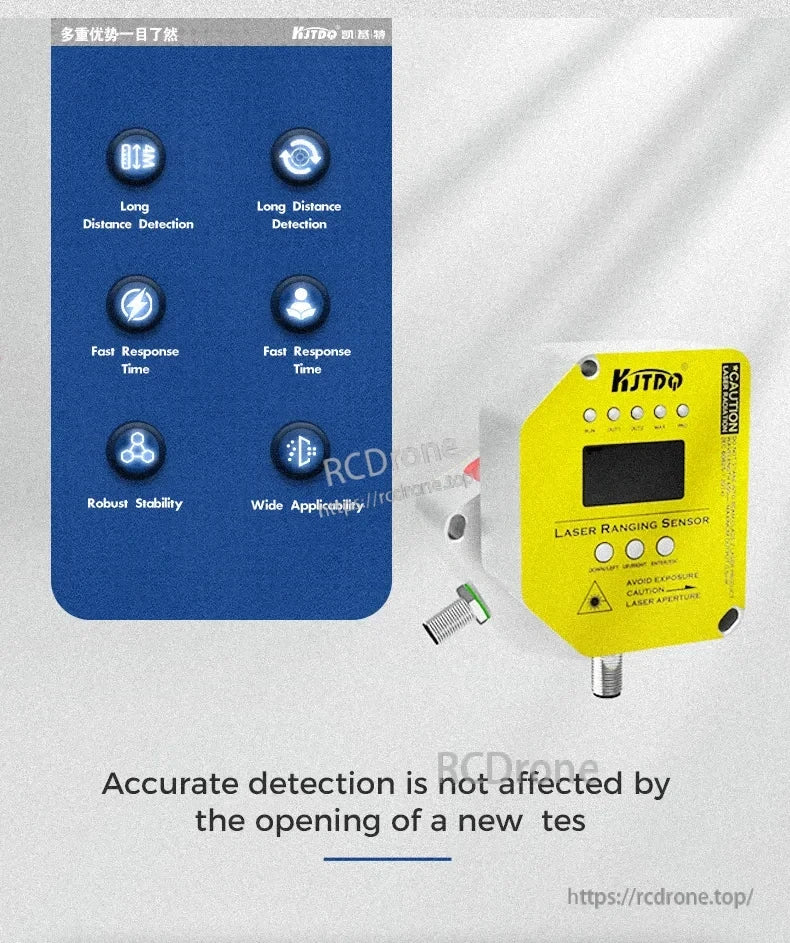 KJT TLS-05C Laser Displacement Sensor, Long-range, fast, stable laser sensor for accurate measurements in diverse, challenging environments.
