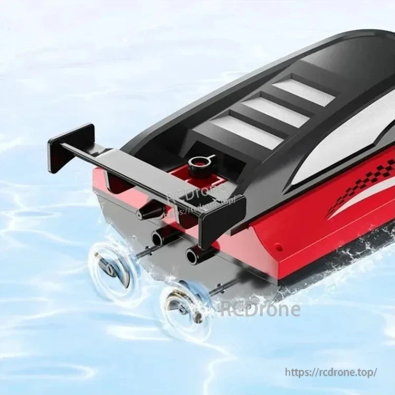 Kmoist 2.4GHz RC Boat, Remote control boat with LED lighting, dual-motor design, and waterproof structure, suitable for kids and teens aged 14+