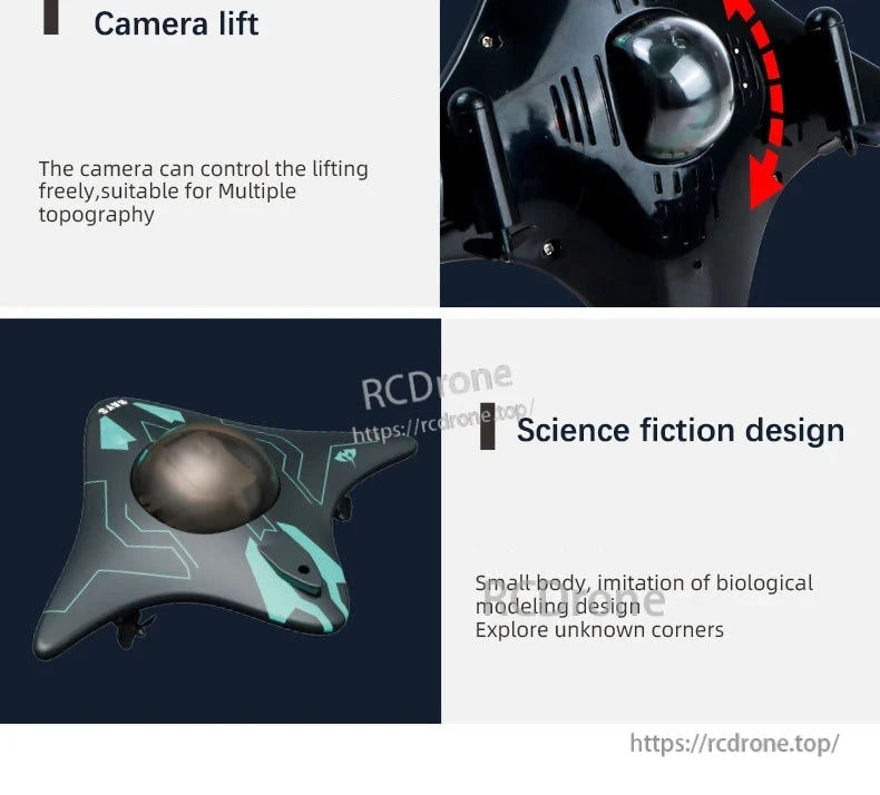 Kmoist WiFi FPV RC Boat, Camera lift, science fiction design, small body, biological modeling, explore unknown corners