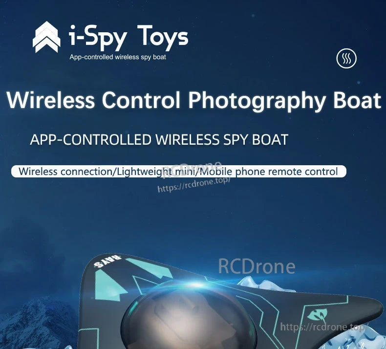 Kmoist WiFi FPV RC Boat, WiFi FPV spy boat with app control, remote operation via smartphone, lightweight and compact mini design for easy use.