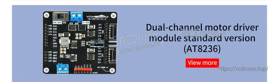 Dual-channel motor driver module board (AT8236) with screw terminals and control headers