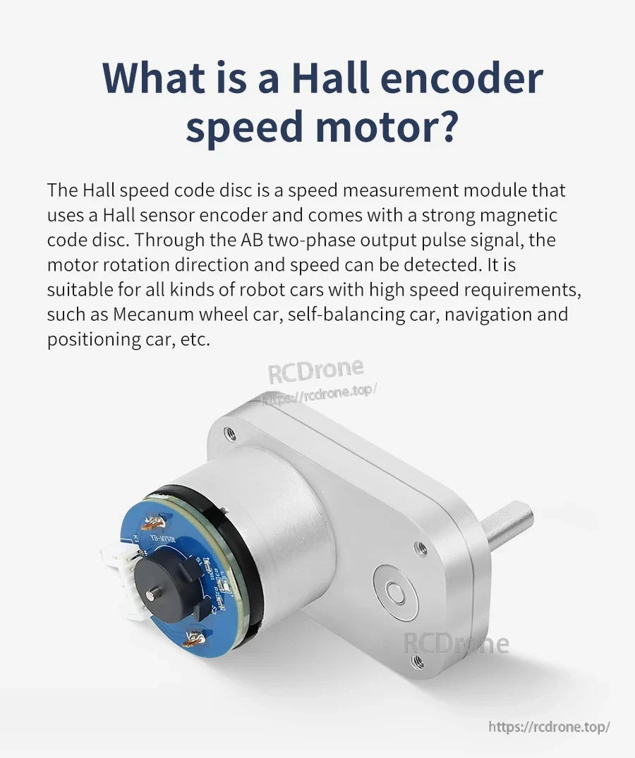 Explainer graphic: Hall encoder speed motor concept with AB two-phase pulse output for rotation direction and speed sensing