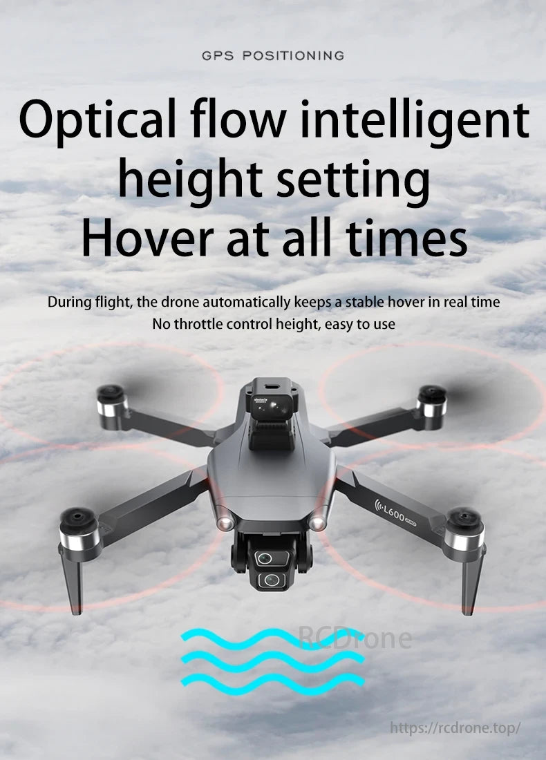 L600-1 PRO MAX GPS Drone, GPS positioning, optical flow height setting, stable hover, real-time flight, no throttle control, easy to use.