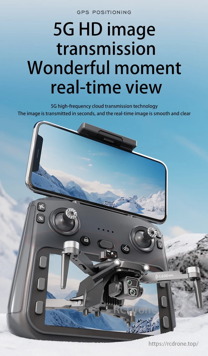 L600-1 PRO MAX GPS Drone, GPS, 5G HD transmission, real-time views with high-frequency cloud technology for smooth, clear visuals.