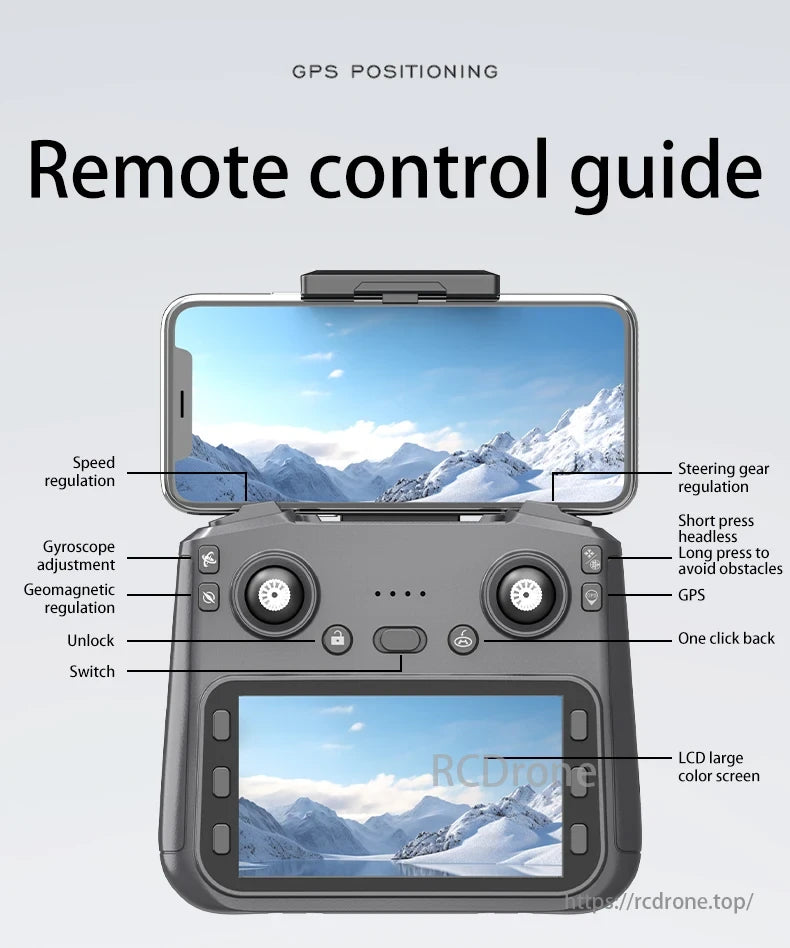 L600-1 PRO MAX GPS Drone, GPS positioning remote control with speed, gyroscope, geomagnetic regulation, steering gear, one-click return, and LCD screen.