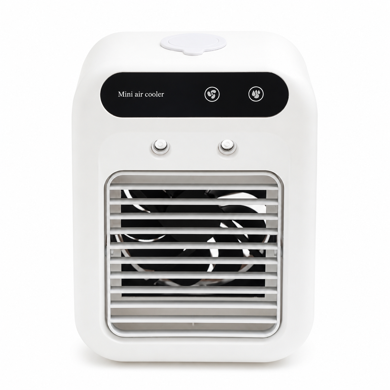 L7 Portable Mini Evaporative Air Cooler with 500ml Water Tank, Dual Mist Nozzles, 2 Speeds, USB Rechargeable 1800mAh Desktop Cooling Fan