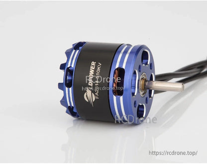 LDPOWER FA2814 880KV Airplane Brushless Motor, LDPOWER FA2814 880KV brushless airplane motor with blue aluminum housing and protruding steel shaft
